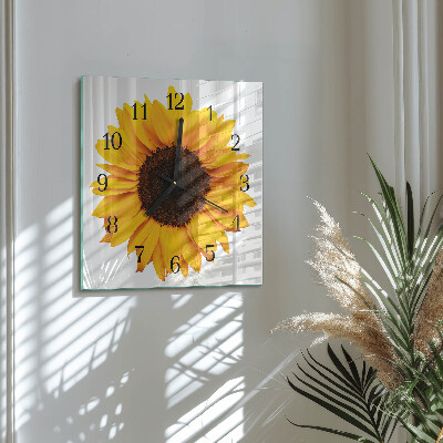 Quadratische wanduhr modern Sonnenblume