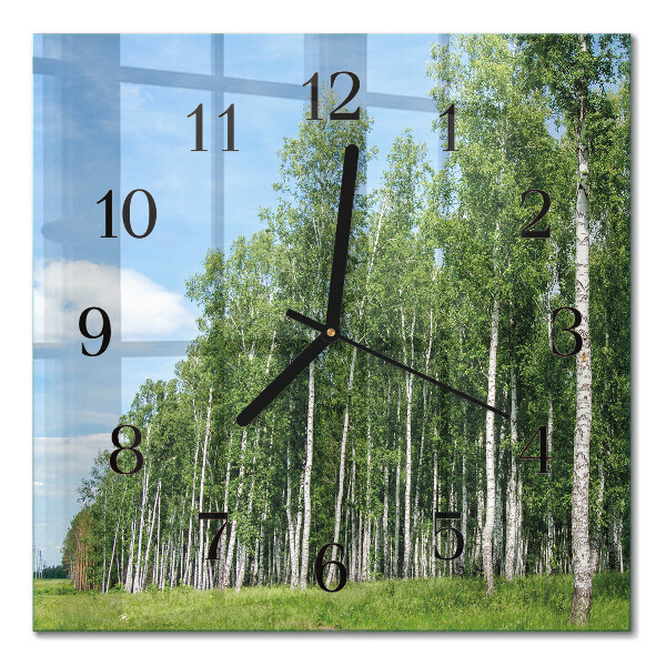 Quadratische wanduhr Birken