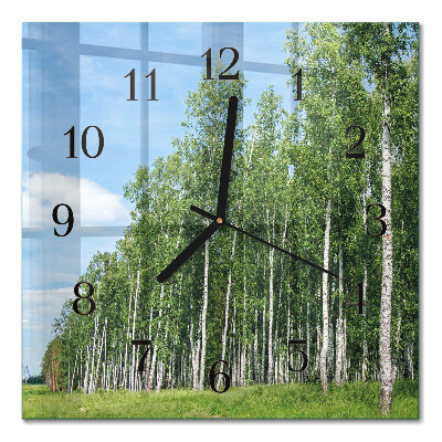 Quadratische wanduhr Birken