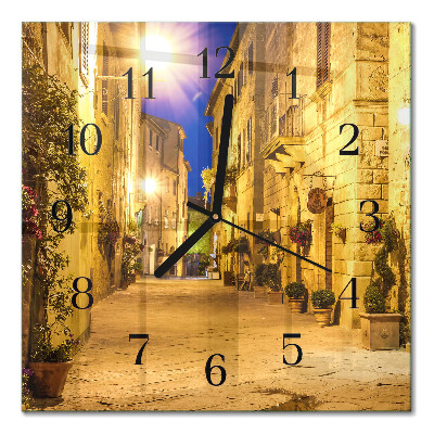 Quadratische wanduhr Straße bei Nacht