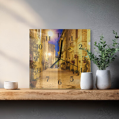 Quadratische wanduhr Straße bei Nacht