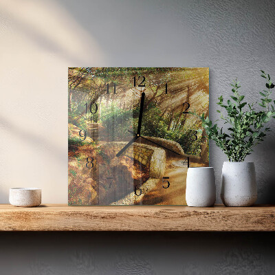 Quadratische wanduhr Waldbrücke