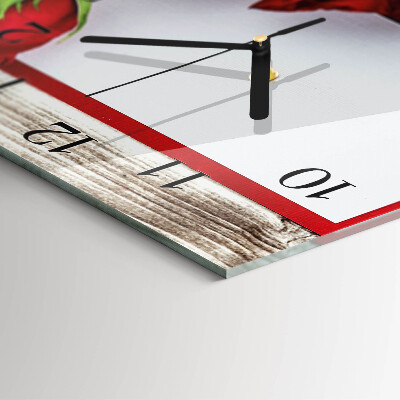 Quadratische wanduhr Rosen