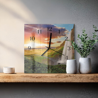 Quadratische wanduhr Wasserfall