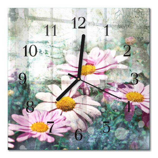 Wanduhr mit motiv quadratisch Blumen