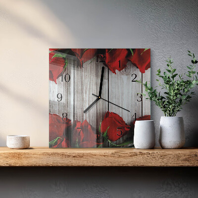 Wanduhr mit motiv quadratisch Rosentabletten