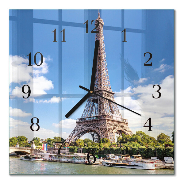 Quadratische wanduhr modern Eiffelturm