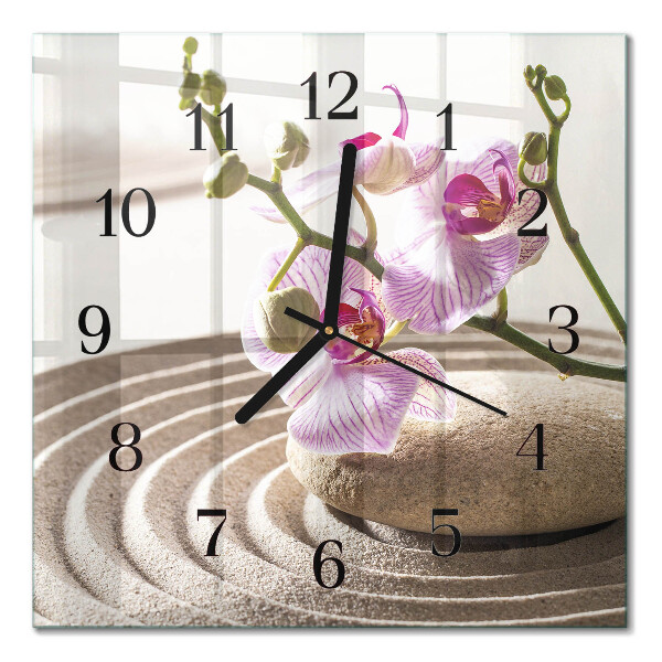 Moderne wanduhr quadratisch Sandorchidee