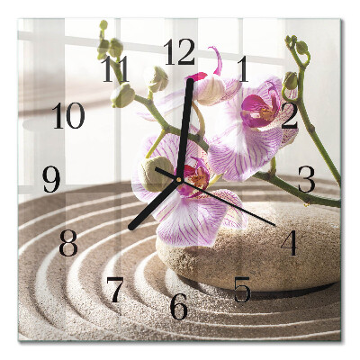 Moderne wanduhr quadratisch Sandorchidee