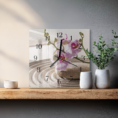 Moderne wanduhr quadratisch Sandorchidee
