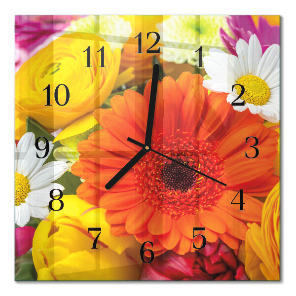 Wanduhr mit motiv quadratisch Blumen