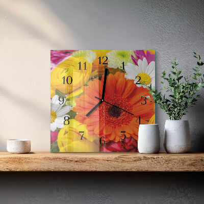 Wanduhr mit motiv quadratisch Blumen