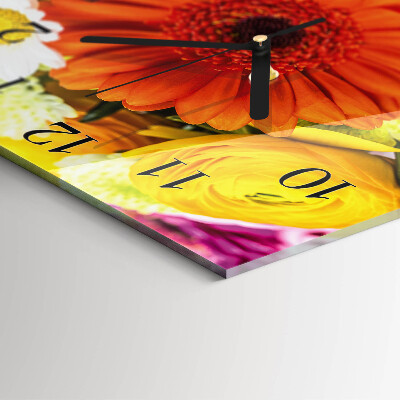 Wanduhr mit motiv quadratisch Blumen