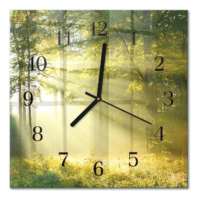 Quadratische wanduhr modern Wald