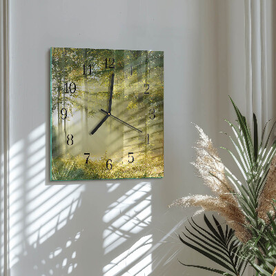 Quadratische wanduhr modern Wald