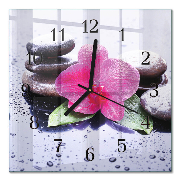 Wanduhr mit motiv quadratisch Orchidee