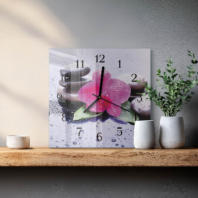 Wanduhr mit motiv quadratisch Orchidee