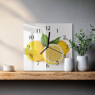 Quadratische wanduhr Zitronen