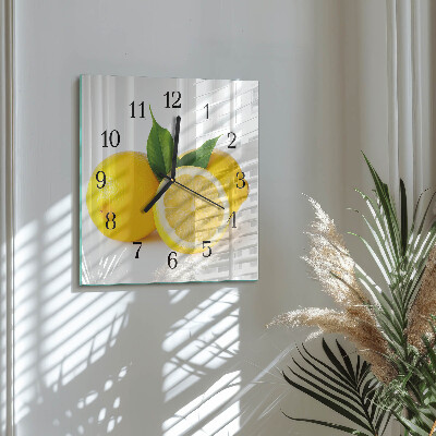 Quadratische wanduhr Zitronen