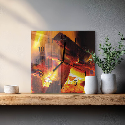 Quadratische wanduhr modern Feuer