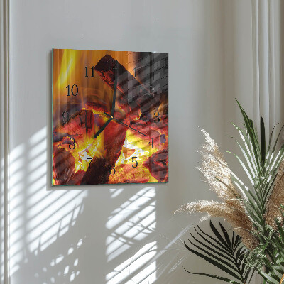 Quadratische wanduhr modern Feuer