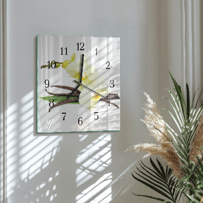 Moderne wanduhr quadratisch Vanilleorchidee