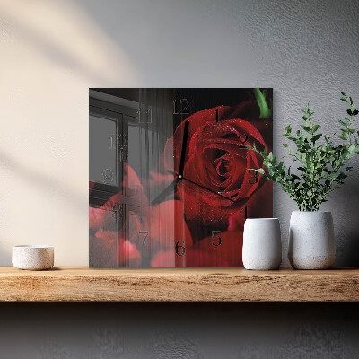 Quadratische wanduhr modern Rose
