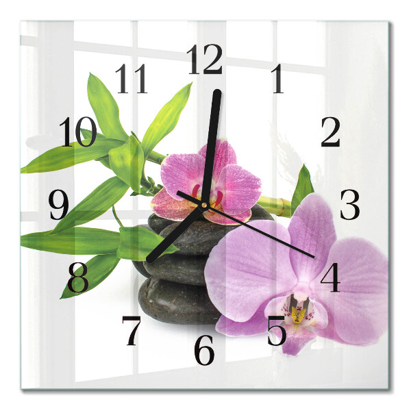 Quadratische wanduhr Orchidee