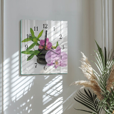 Quadratische wanduhr Orchidee