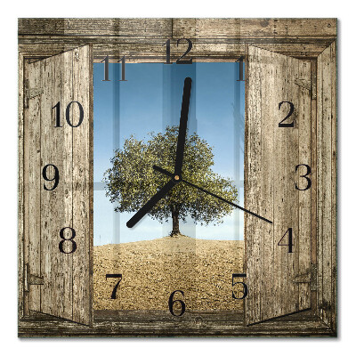 Wanduhr mit motiv quadratisch Baum