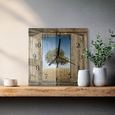 Wanduhr mit motiv quadratisch Baum