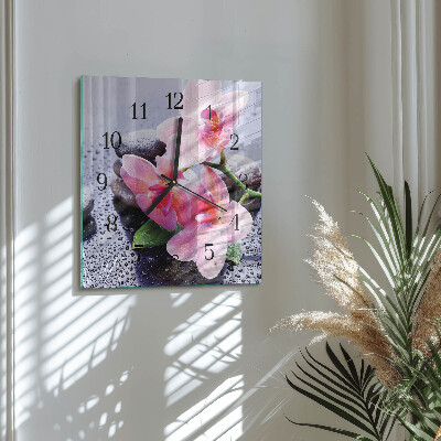 Glasuhr quadratisch Orchidee