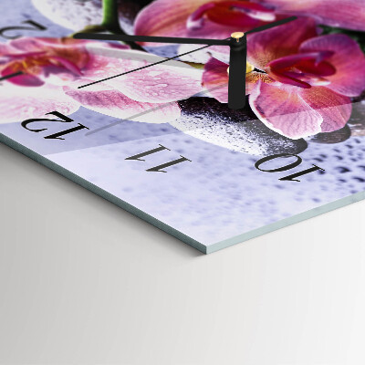 Glasuhr quadratisch Orchidee