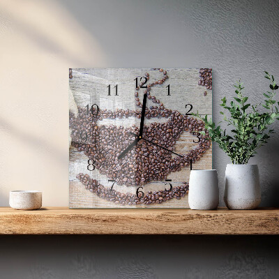Quadratische wanduhr modern Kaffeebohnen