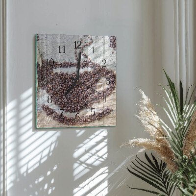 Quadratische wanduhr modern Kaffeebohnen