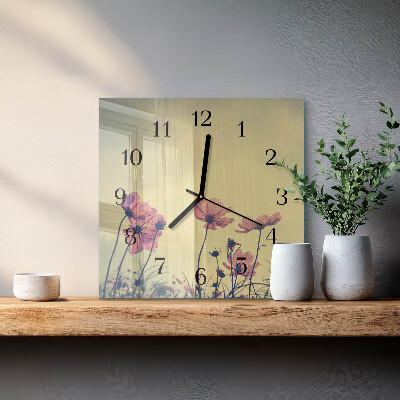Wanduhr mit motiv quadratisch Blumen