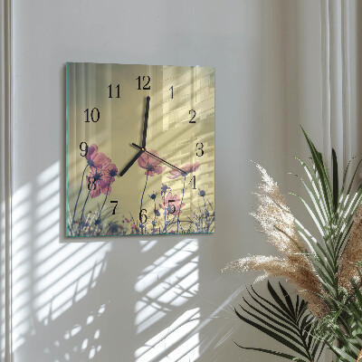 Wanduhr mit motiv quadratisch Blumen
