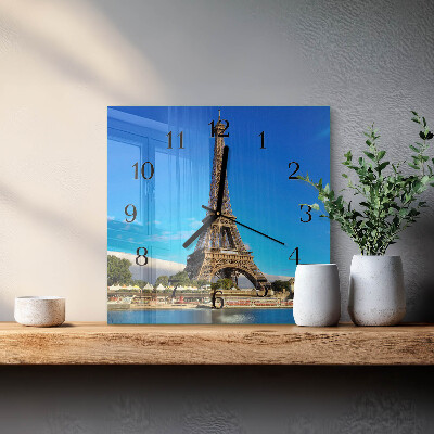 Quadratische wanduhr modern Eiffelturm Paris