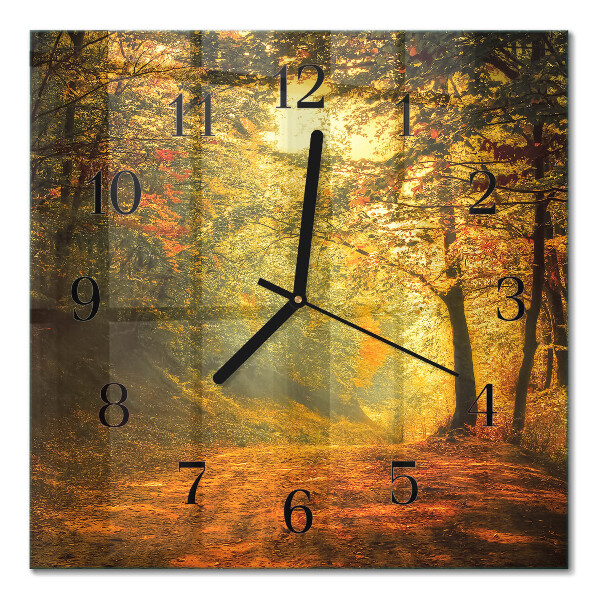 Moderne wanduhr quadratisch Herbst im Wald