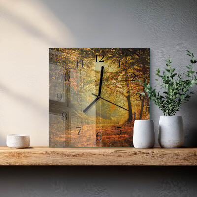 Moderne wanduhr quadratisch Herbst im Wald