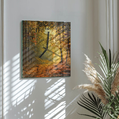 Moderne wanduhr quadratisch Herbst im Wald
