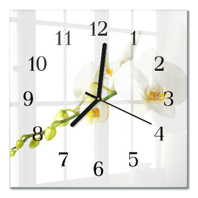 Wanduhr mit motiv quadratisch Orchidee