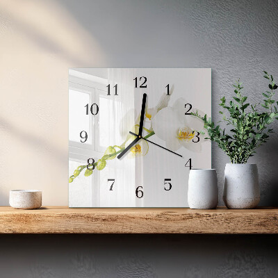 Wanduhr mit motiv quadratisch Orchidee