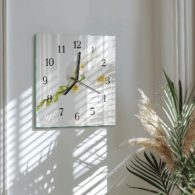 Wanduhr mit motiv quadratisch Orchidee