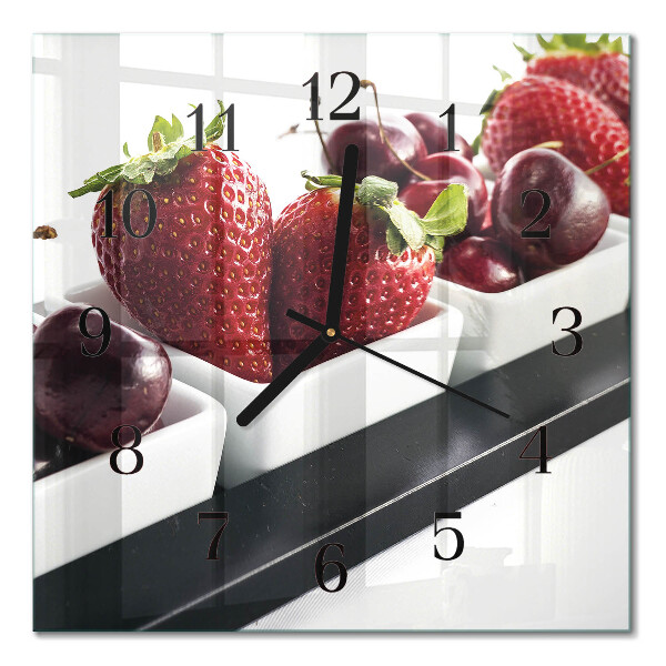 Glasuhr quadratisch Erdbeeren