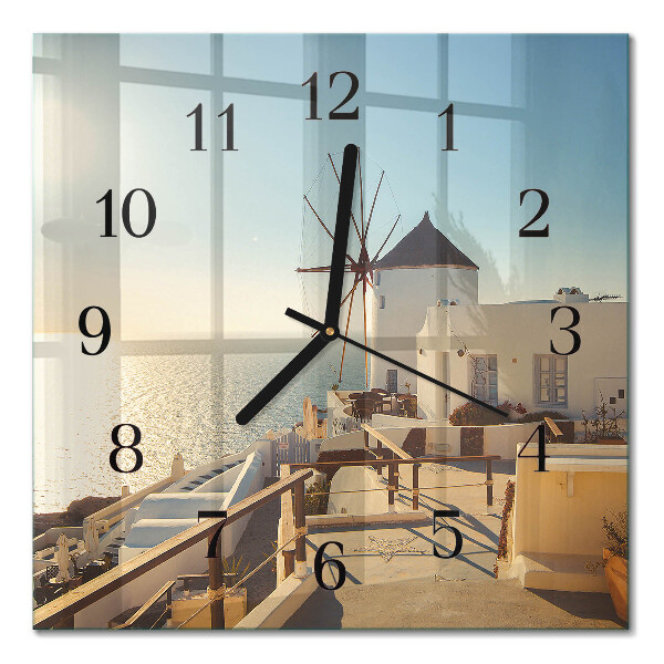 Wanduhr mit motiv quadratisch Santorini