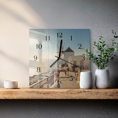 Wanduhr mit motiv quadratisch Santorini