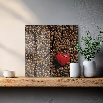 Glasuhr quadratisch Kaffeebohnen