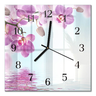 Quadratische wanduhr Orchidee