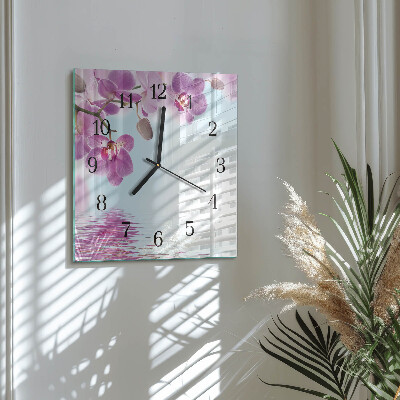 Quadratische wanduhr Orchidee